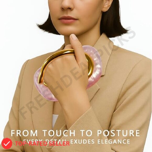 Acrylic Marble Evening Clutch Purse Solid Metal Handle Elegant Formal - Picture 8 of 8